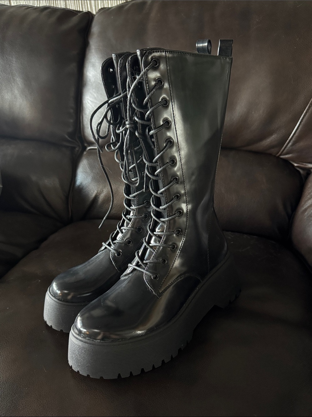 Foxblood Women’s Black Lace-Up Platform Combat Boots